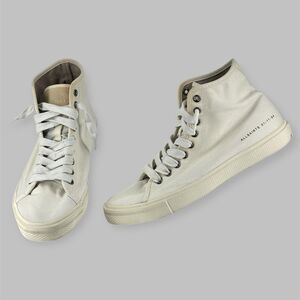 All Saints Off White Lace Up High Top Sneakers Men's Size US 8 / 41 Canvas Bryce